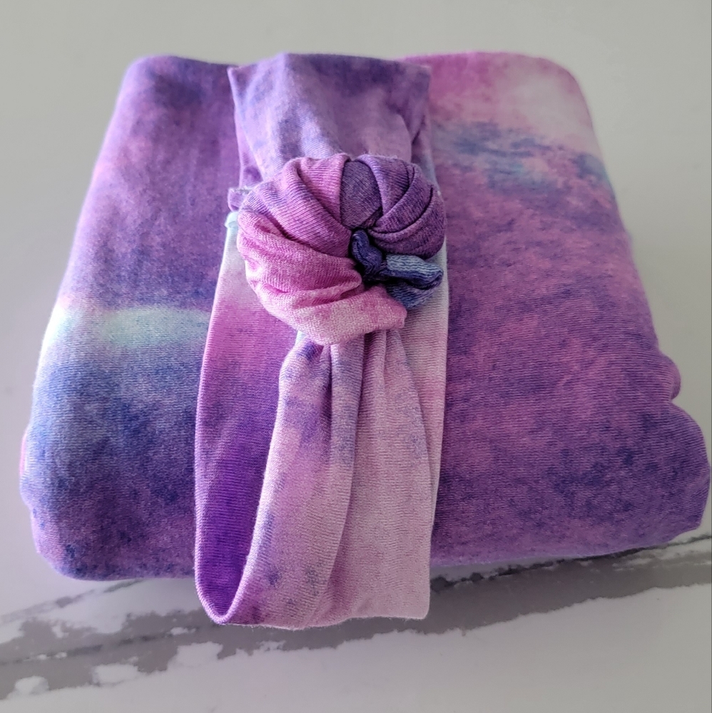 Little Sleepies Purple Watercolor Swaddle, Headband And Lovey Set!